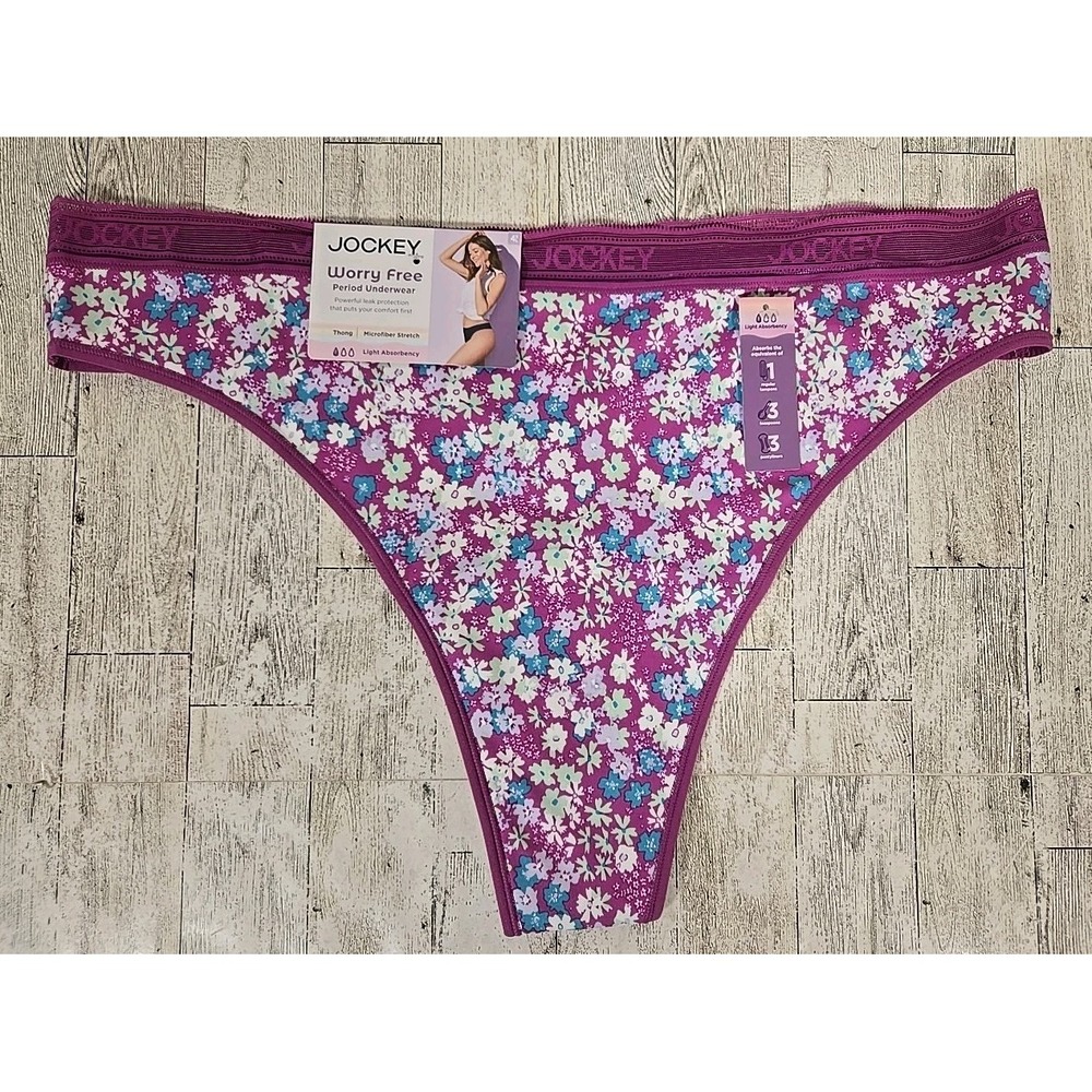 Jockey Period Underwear Thong 4XL Light Absorbency Microfiber Stretch Worry Free
